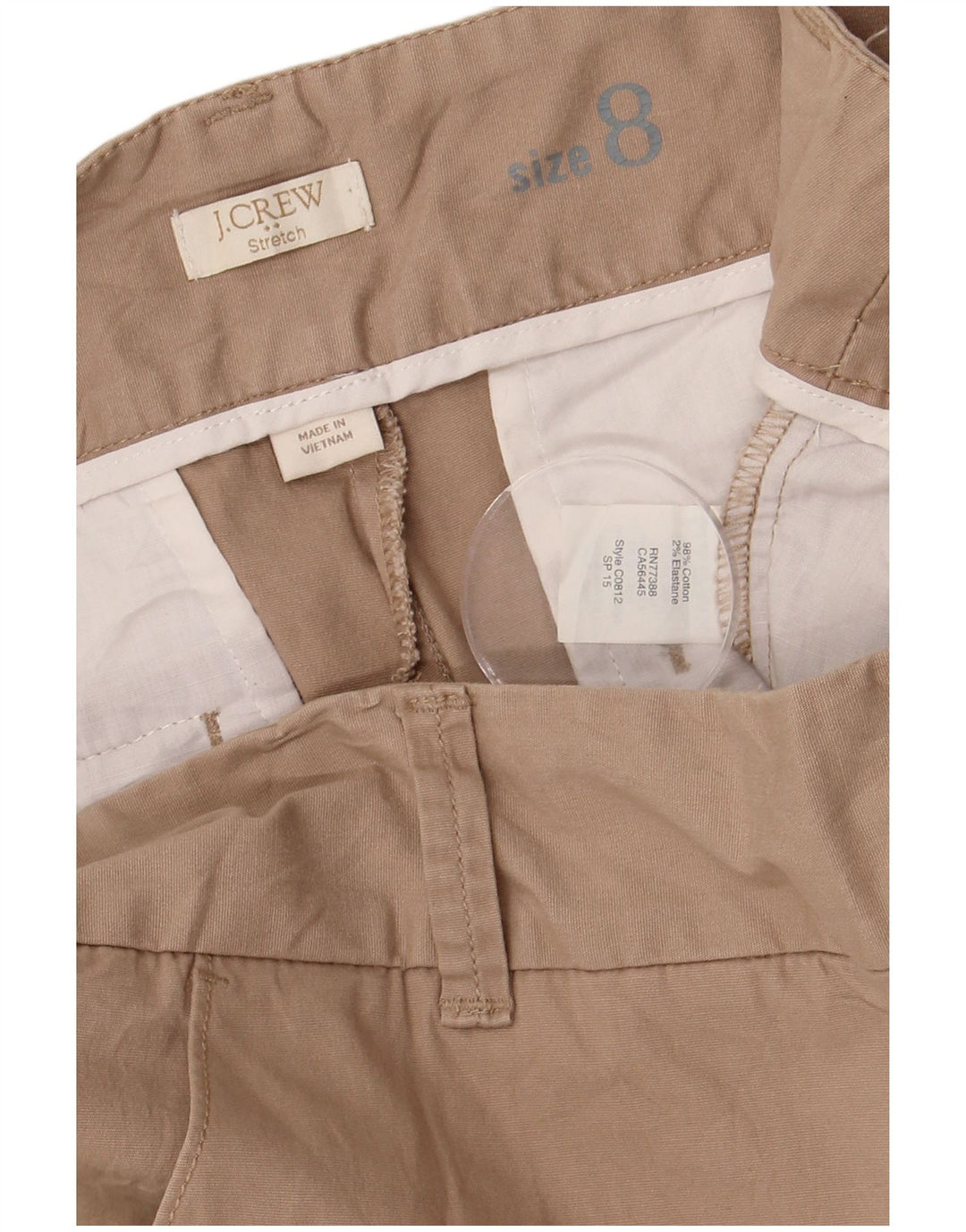 J. Crew Shorts Chino Feminino US 8 Médio W32 Algodão Marrom