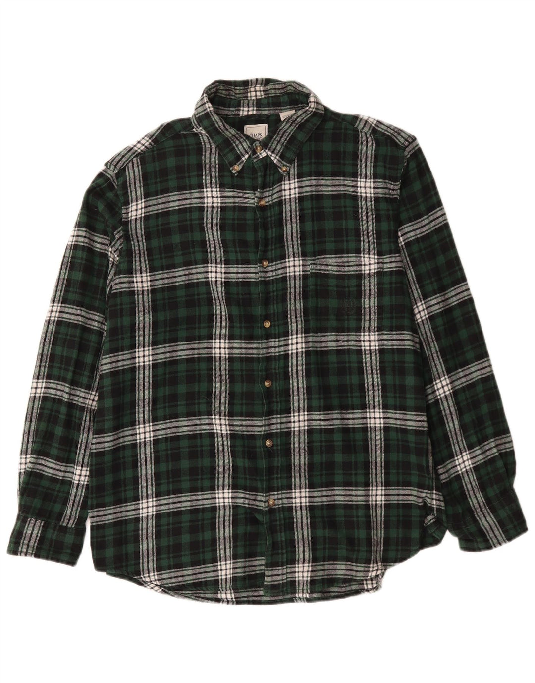 Camisa masculina de flanela Chaps XL verde xadrez algodão