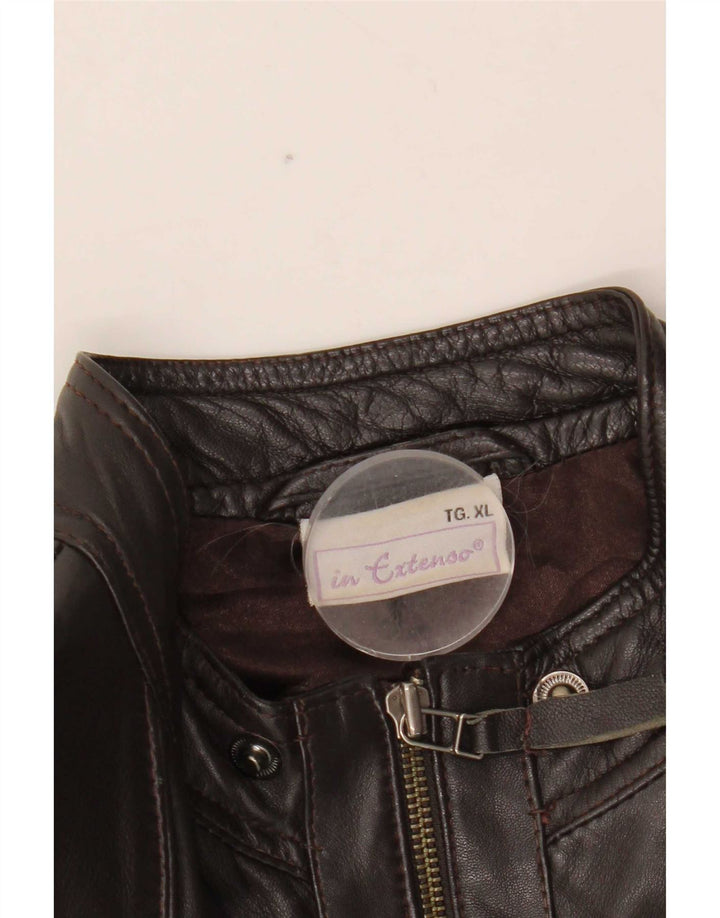 Jaqueta bomber feminina de couro In Extenso UK 18 XL marrom