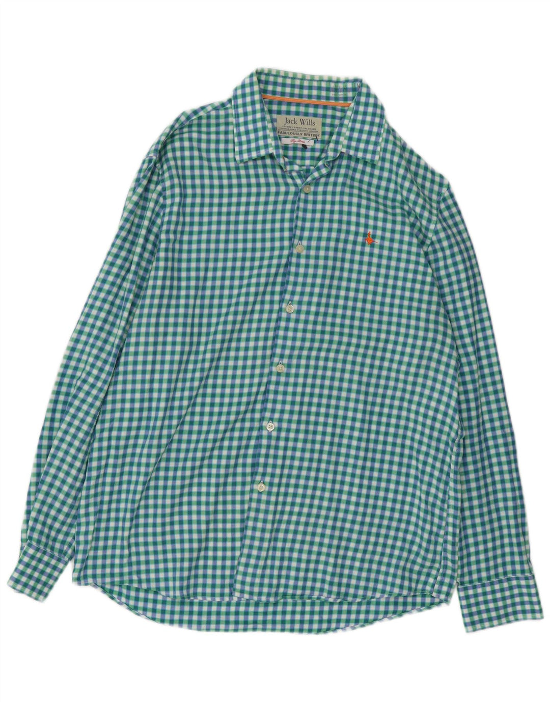 Camisa masculina JACK WILLS grande algodão verde guingão