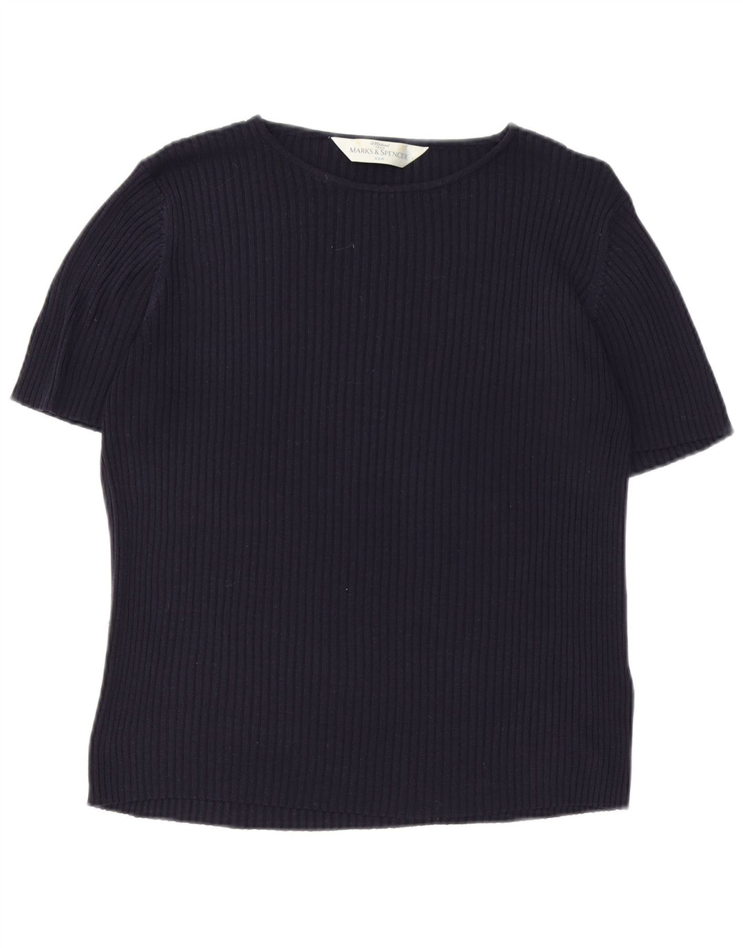 Blusa feminina Marks & Spencer UK 20 2XL azul marinho seda clássica