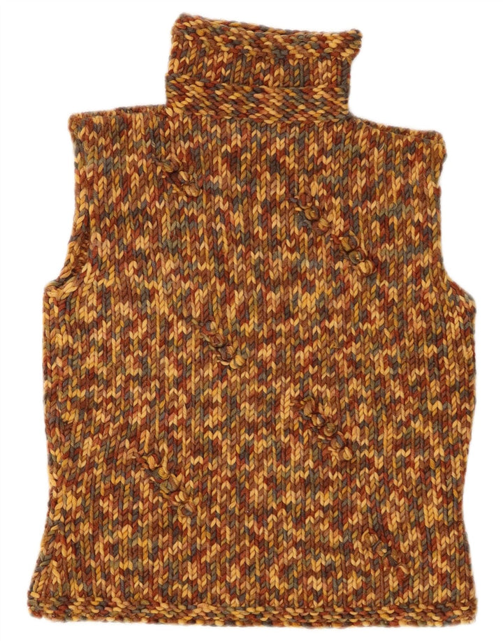 Regata feminina vintage com gola redonda e colete UK 12 média multicolorida manchada