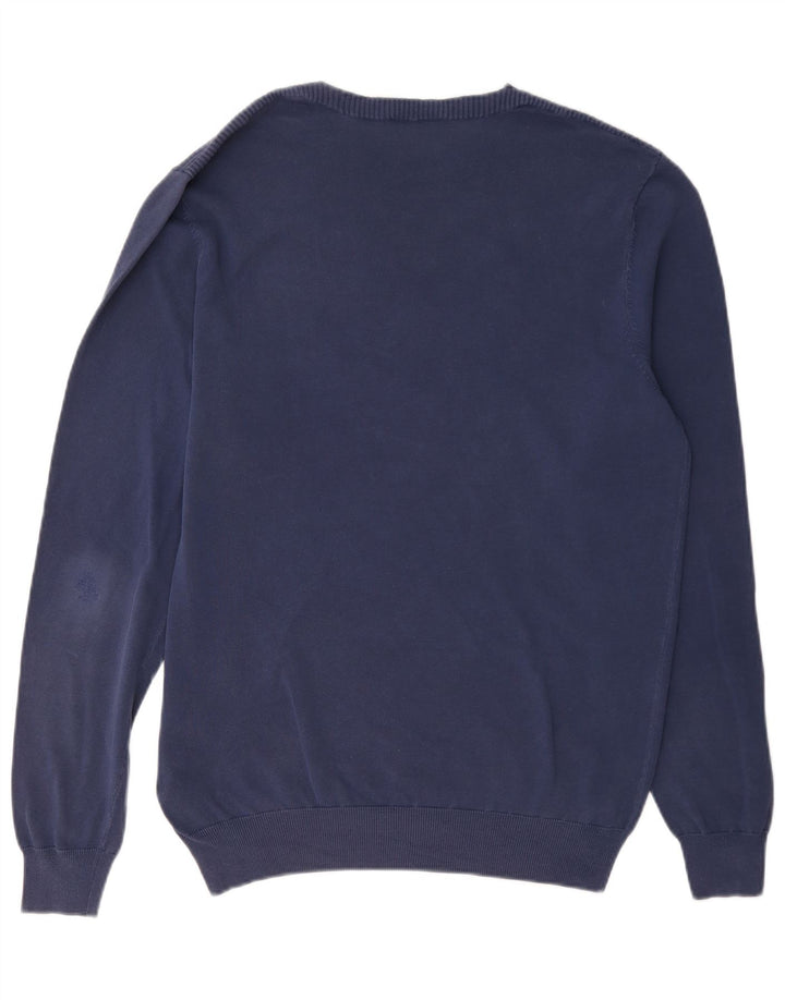 Suéter masculino Massimo Dutti com gola redonda, algodão azul marinho médio