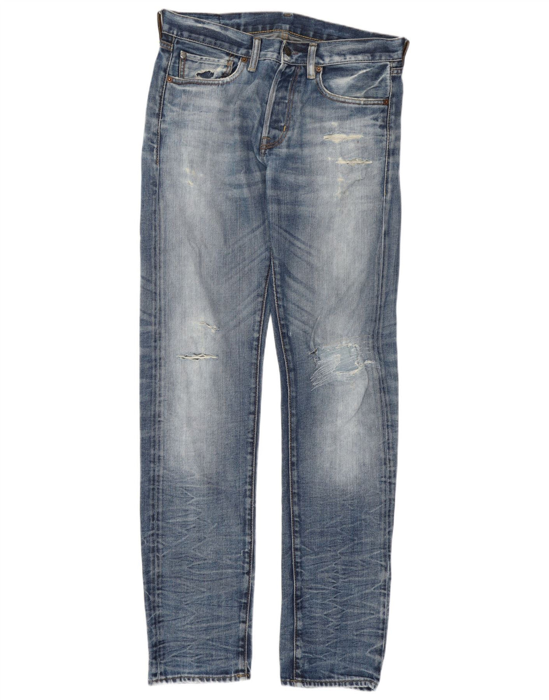Ralph Lauren Calça jeans slim masculina desgastada W32 L33 azul