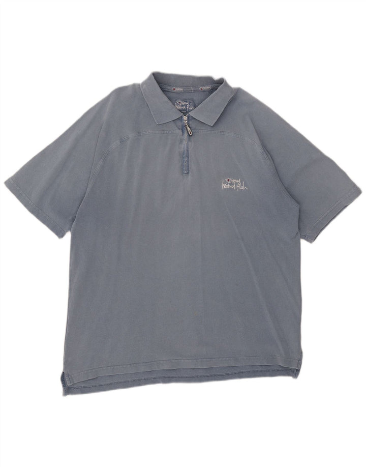 Camisa polo masculina Weird Fish de algodão azul médio