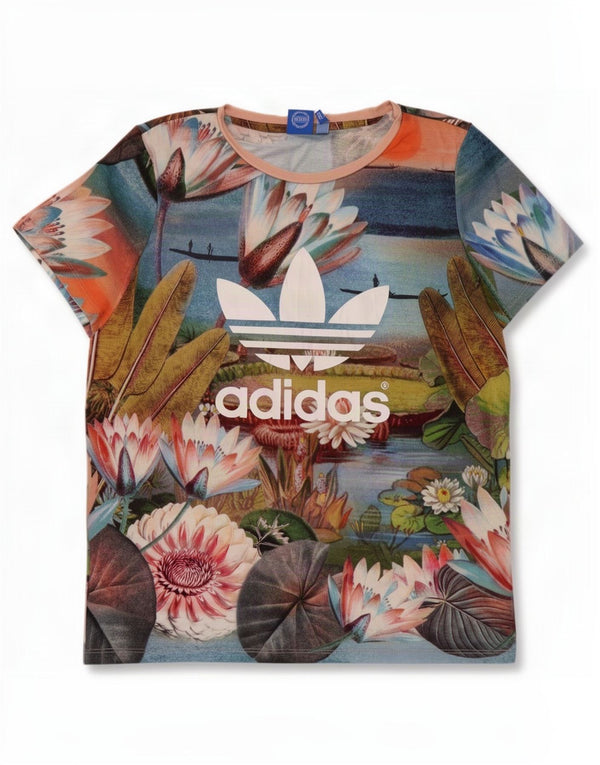 Camiseta Adidas Feminina Graphic Top UK 12 Médio Multicolorido Floral