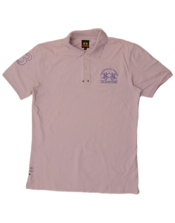 La Martina Mens Graphic Polo Shirt XL Purple Cotton