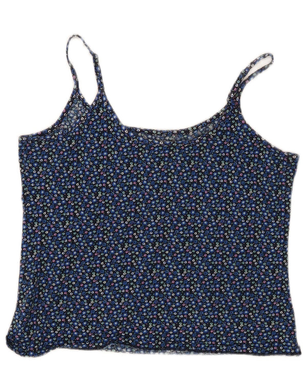 Top feminino Marks & Spencer Crop Cami Reino Unido 14 grande algodão floral azul marinho