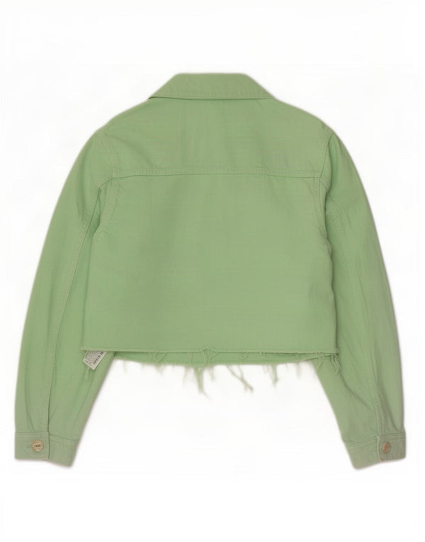 Jaqueta jeans feminina Zara UK 16 grande algodão verde