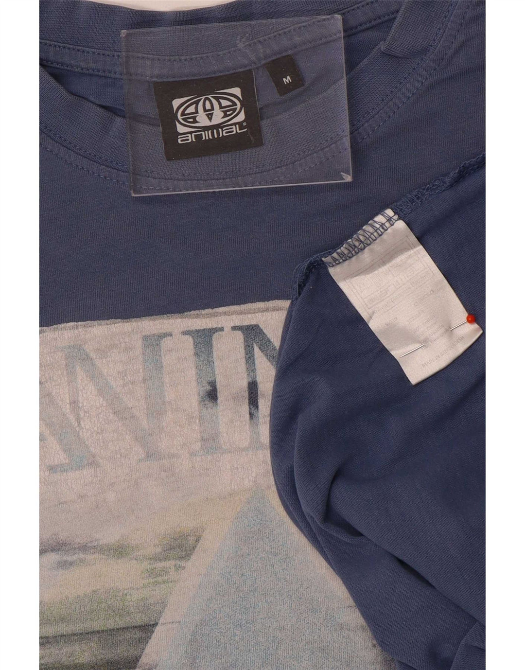 Camiseta Animal Masculina Gráfica Top Médio Algodão Azul