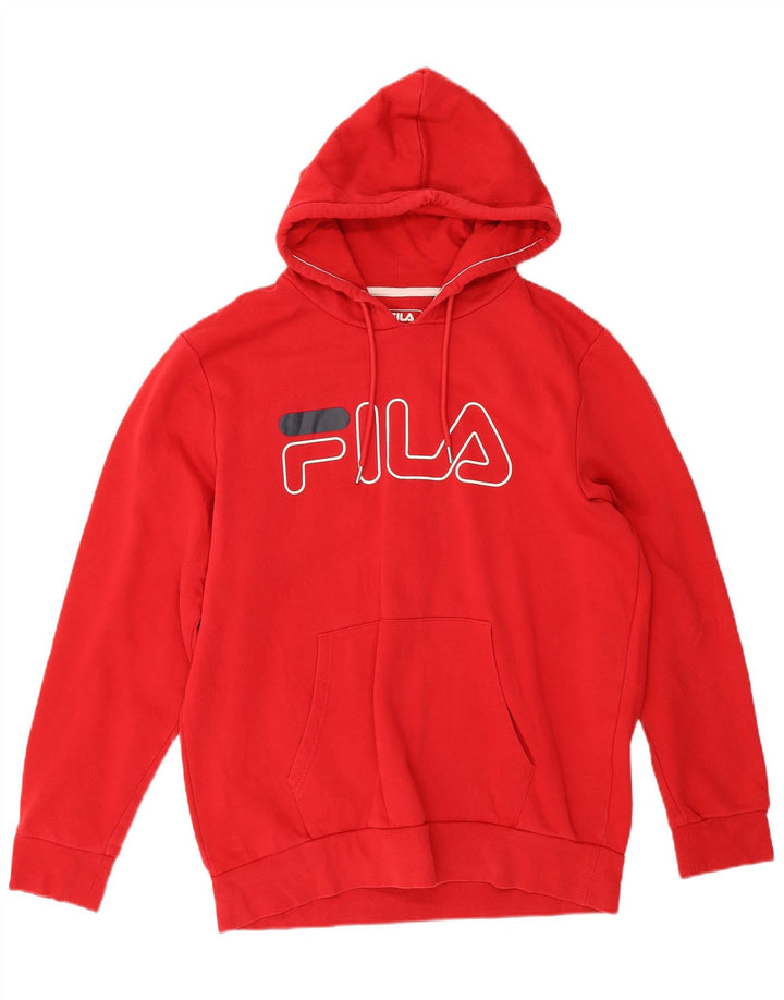 Fila Mens Graphic Hoodie Jumper Grande Algodão Vermelho