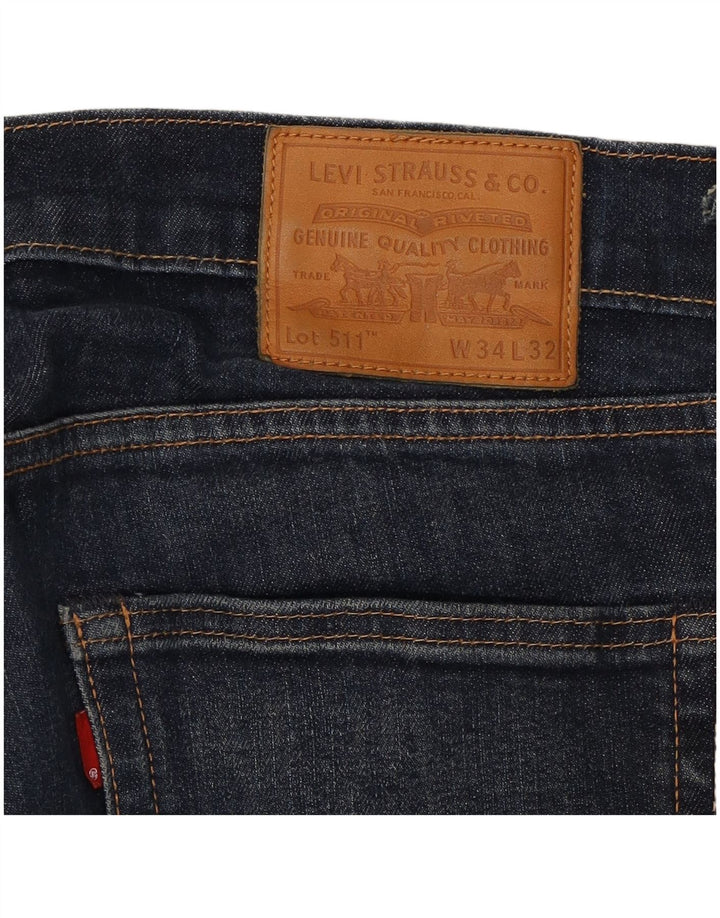 LEVI'S Masculino 511 Slim Jeans W34 L32 Azul Marinho Algodão