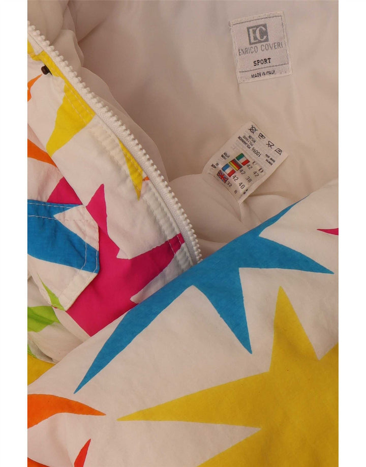 Macacão de esqui feminino Enrico Coveri com padrão abstrato Reino Unido 8 pequeno multicolorido