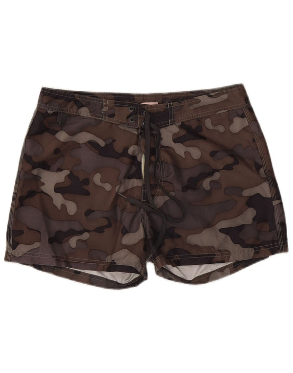 Shorts de natação masculino Sundek W32 grande poliéster camuflado marrom