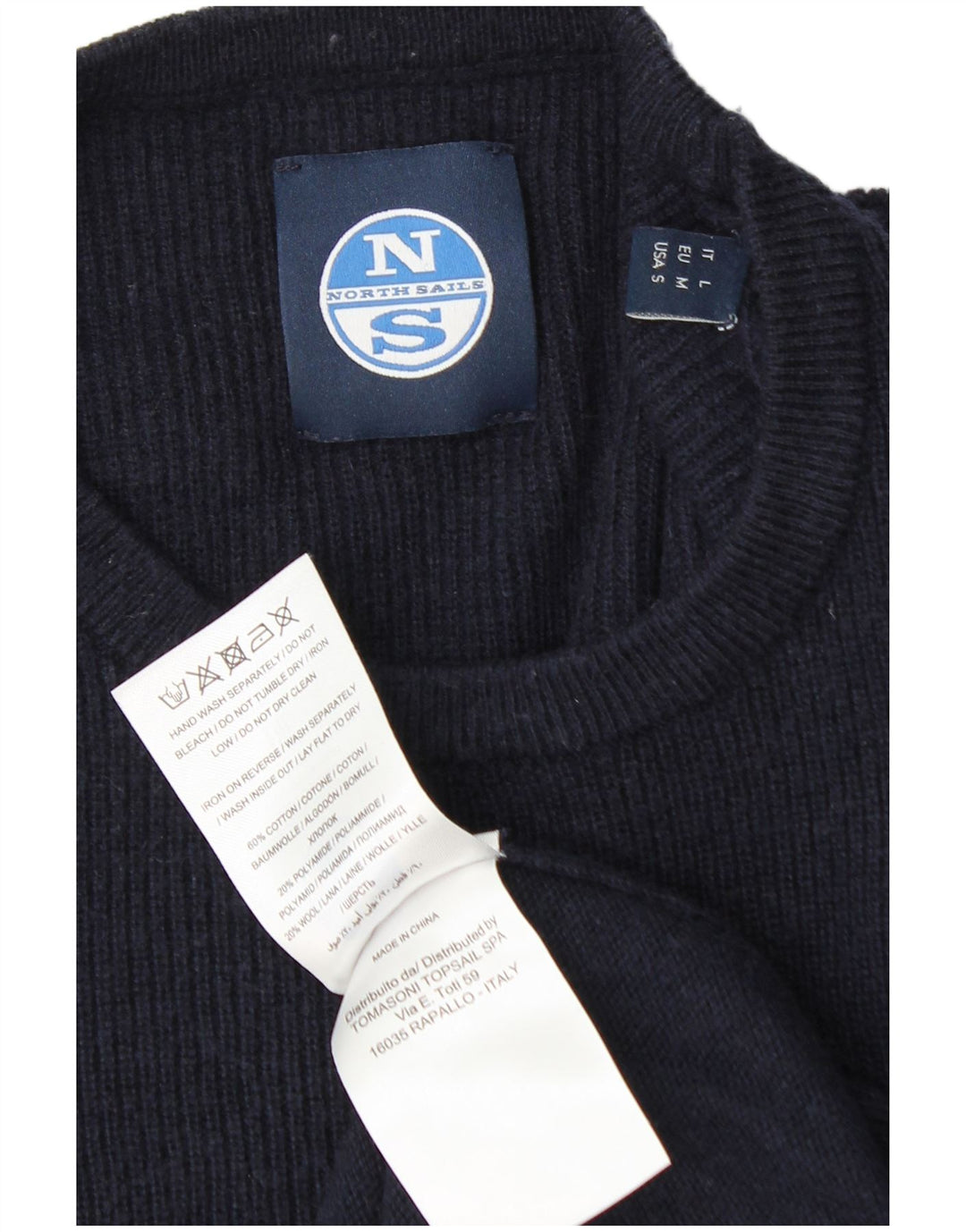 Suéter masculino North Sails com gola redonda e algodão azul marinho médio