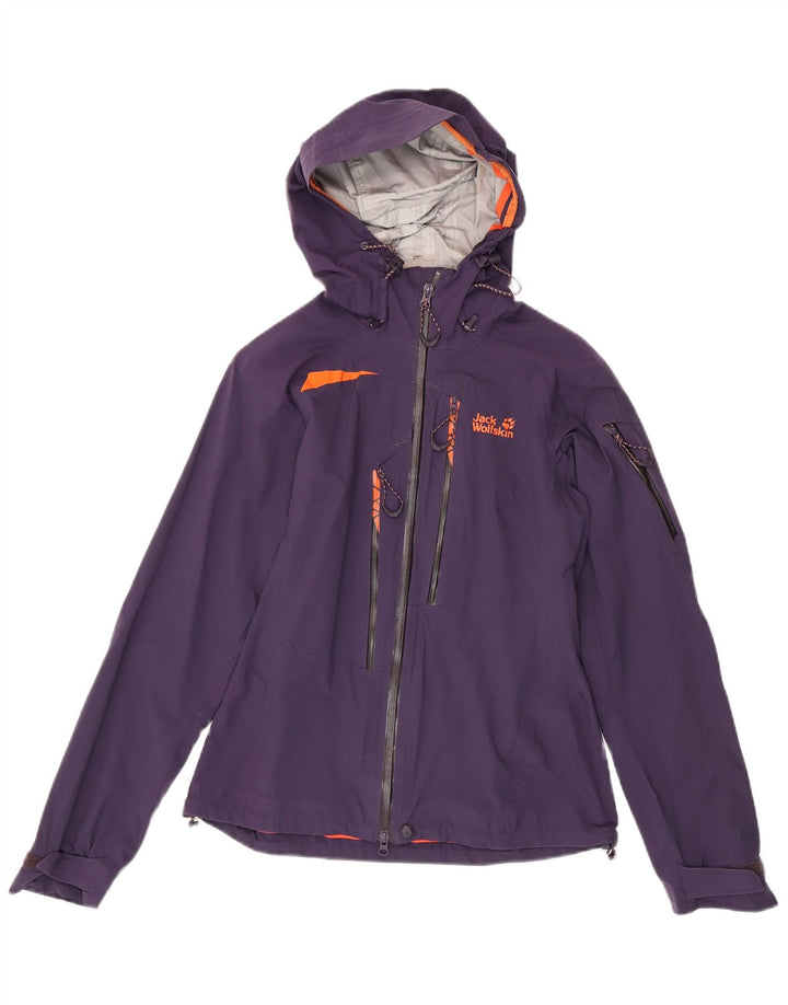 Jaqueta de chuva feminina com capuz Jack Wolfskin Reino Unido 10 pequena poliamida roxa