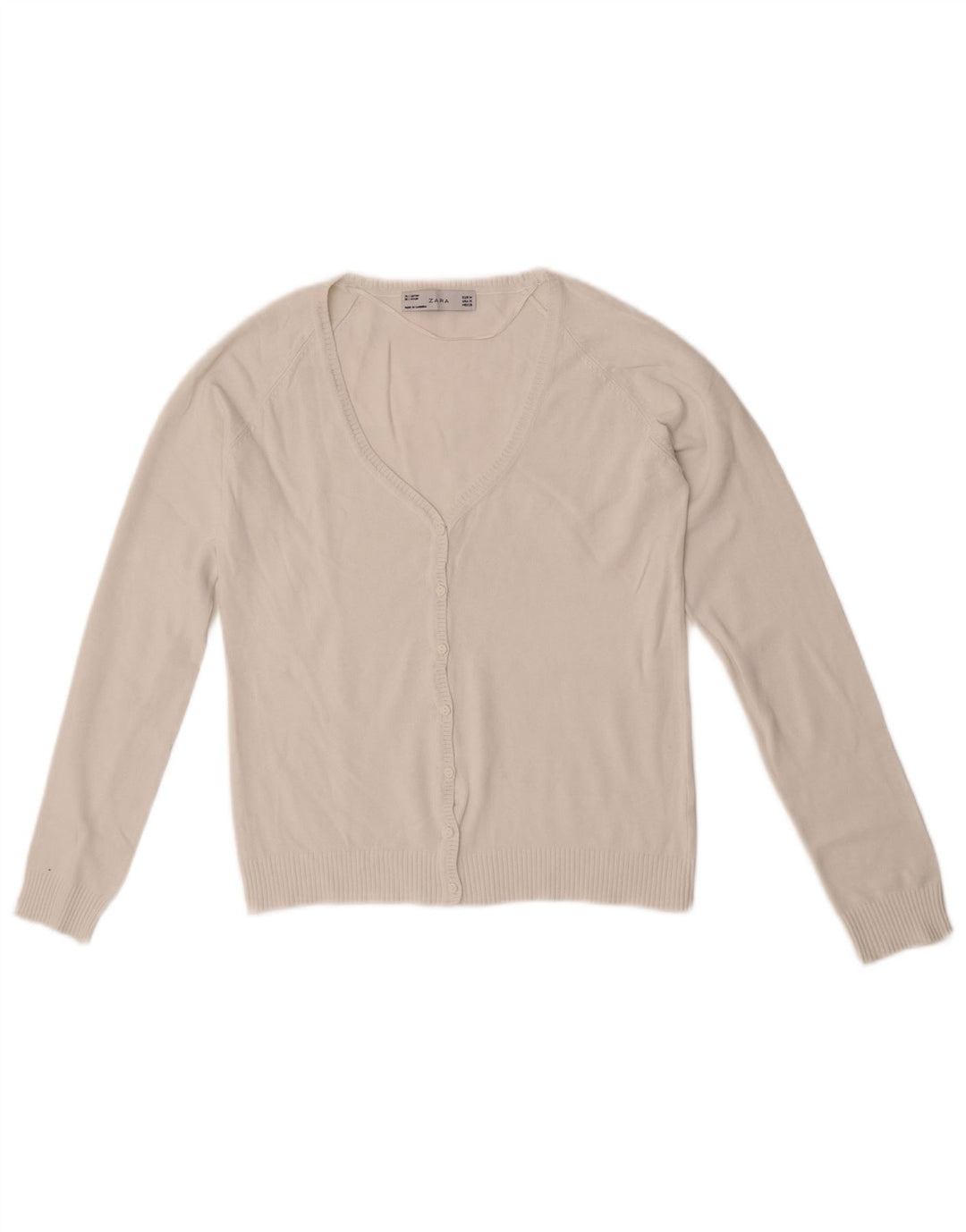 Suéter cardigã feminino Zara UK 12 algodão branco médio
