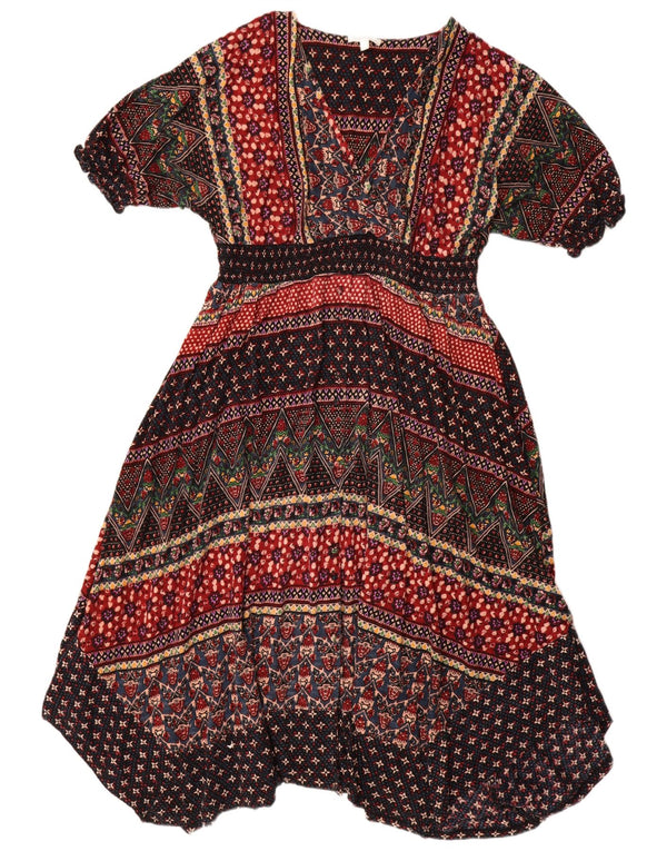 Monsoon Womens Asymmetrical Dress UK 16 Large Multicoloured Floral Cotton