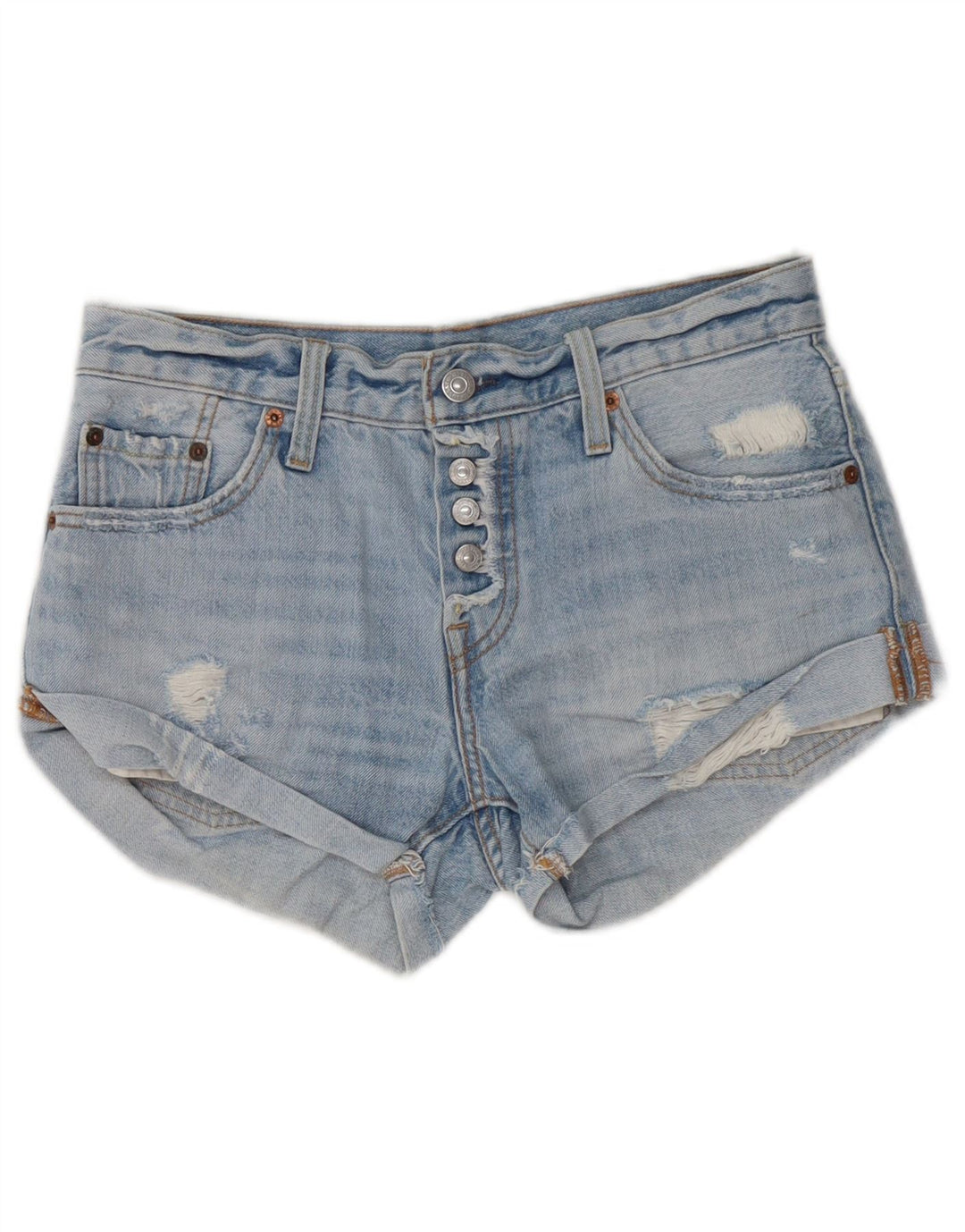 Shorts jeans feminino Levi's desgastado W24 XS azul algodão