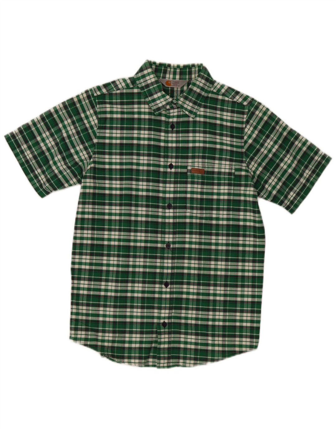 Camisa masculina de manga curta CARHARTT pequena verde xadrez de algodão