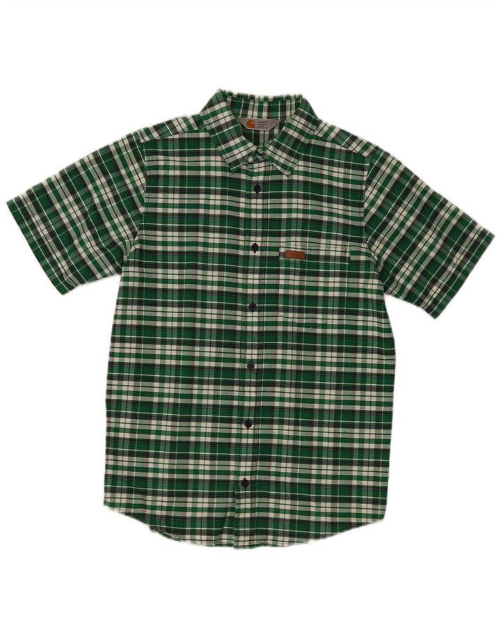 Camisa masculina de manga curta CARHARTT pequena verde xadrez de algodão