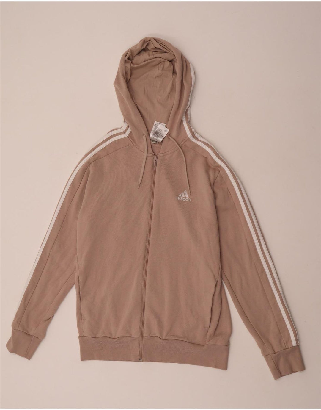 Adidas masculino zip moletom com capuz médio marrom algodão colorblock