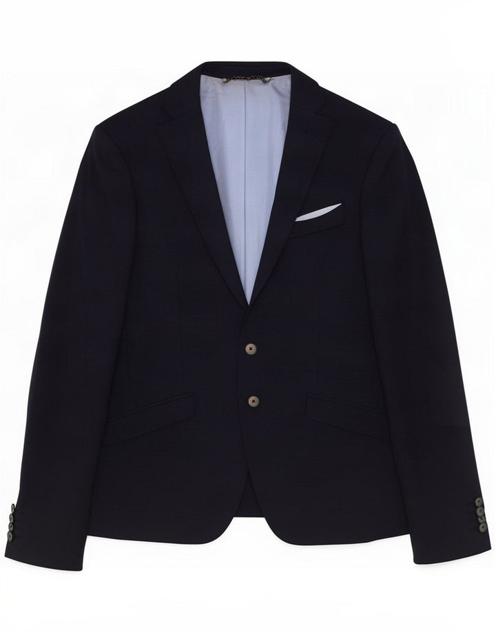 Zara Jaqueta blazer masculina de 2 botões EU 44 XS Lã azul marinho