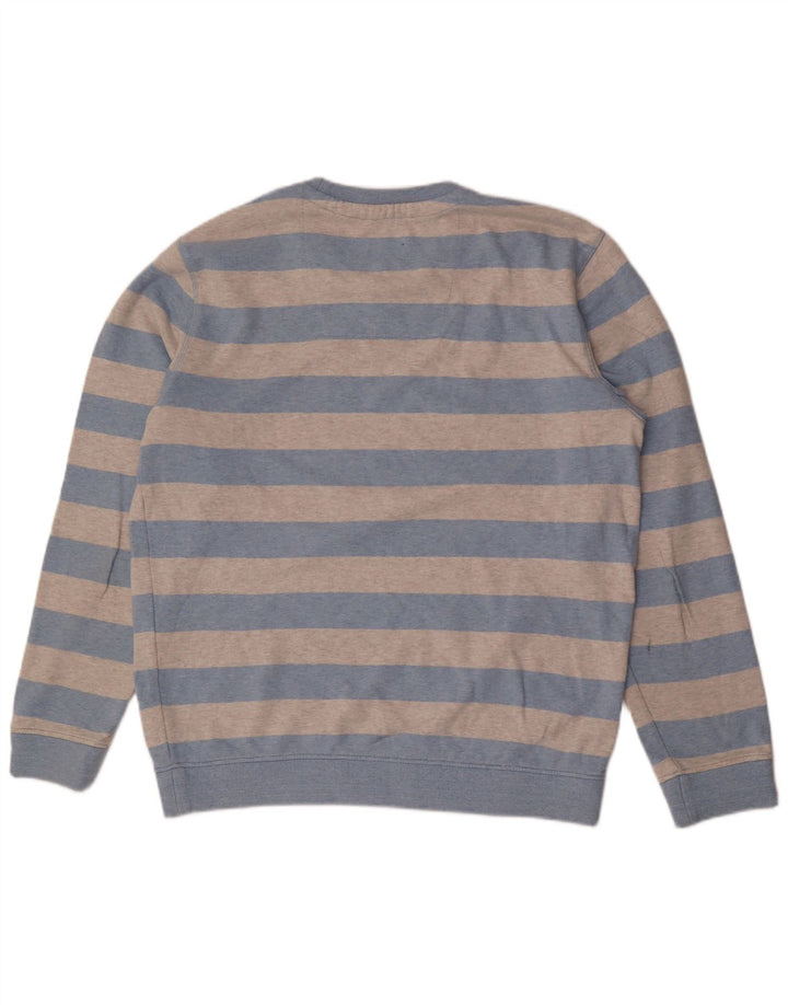 CREW CLOTHING Moletom masculino Jumper grande algodão listrado cinza