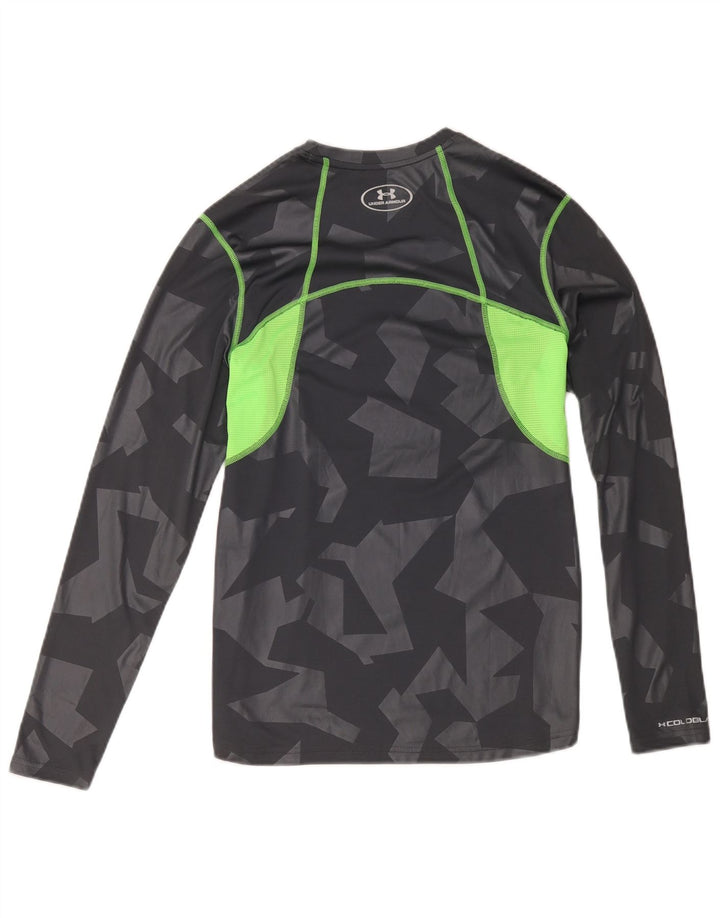 Under Armour Mens Heat Gear Top manga longa poliéster geométrico cinza pequeno