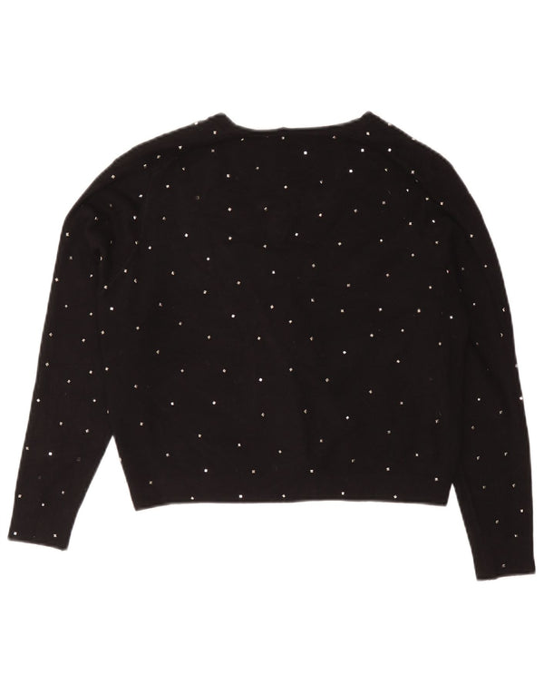 Bolero feminino Zara UK 12 viscose manchada preta média