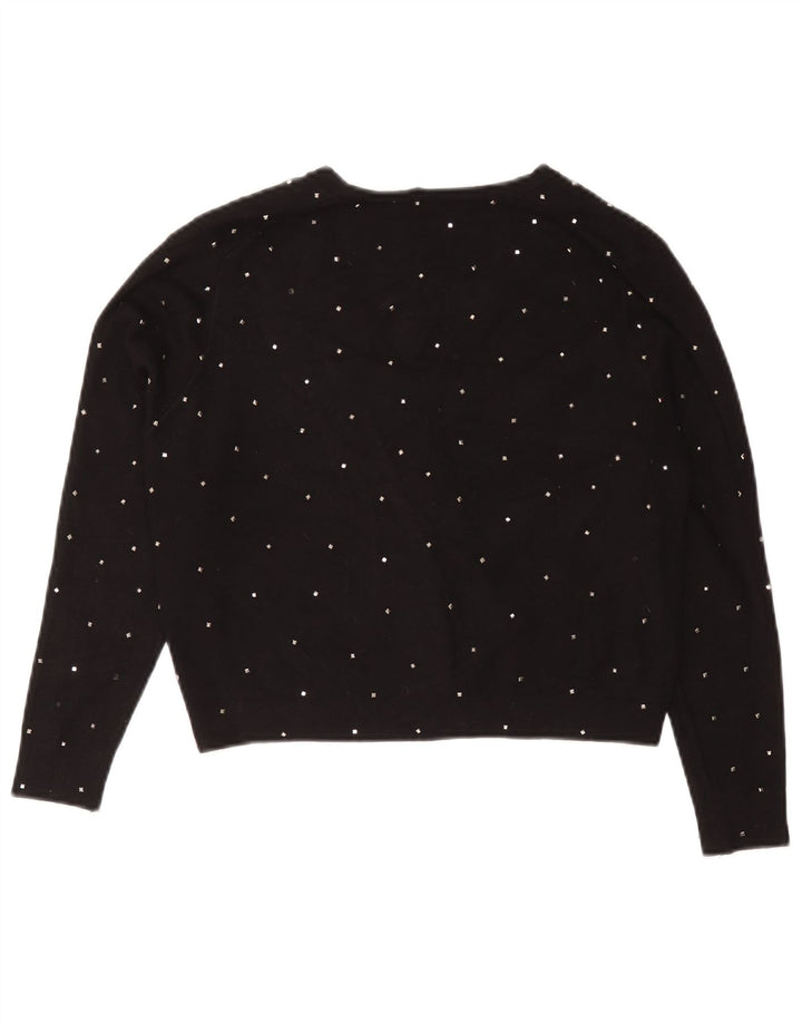 Bolero feminino Zara UK 12 viscose manchada preta média