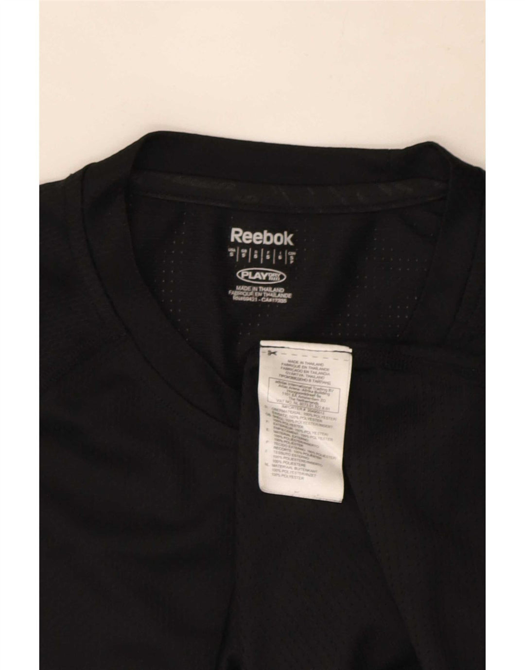 Reebok Mens T-Shirt Top Pequeno Poliéster Preto