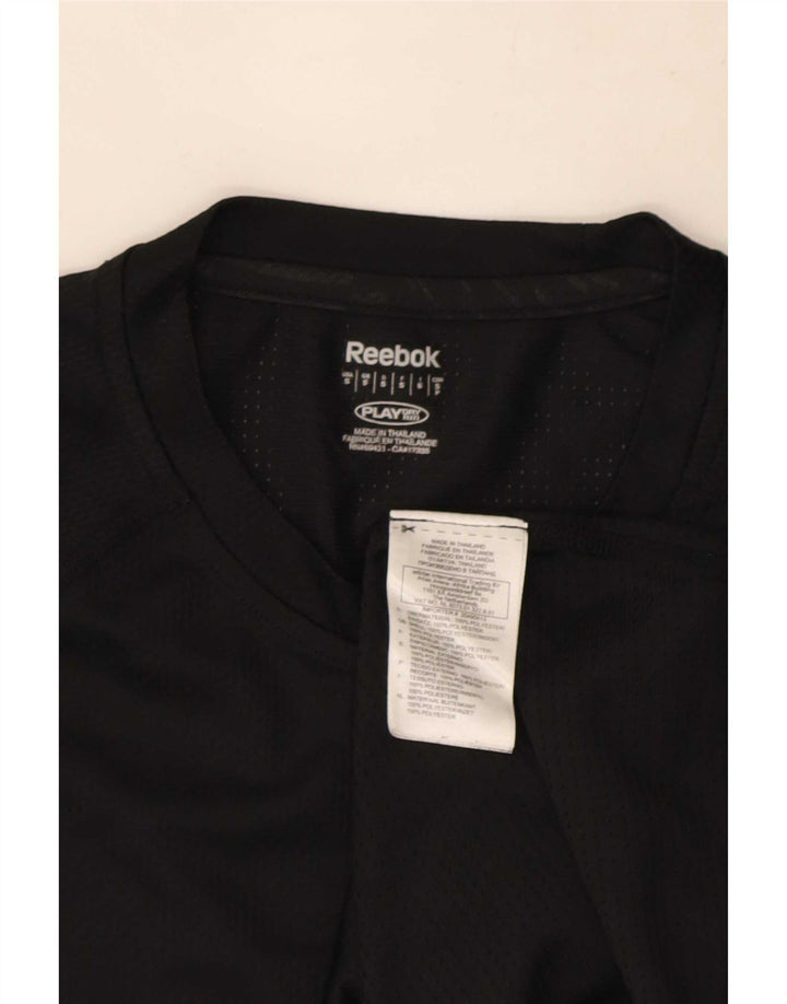 Reebok Mens T-Shirt Top Pequeno Poliéster Preto