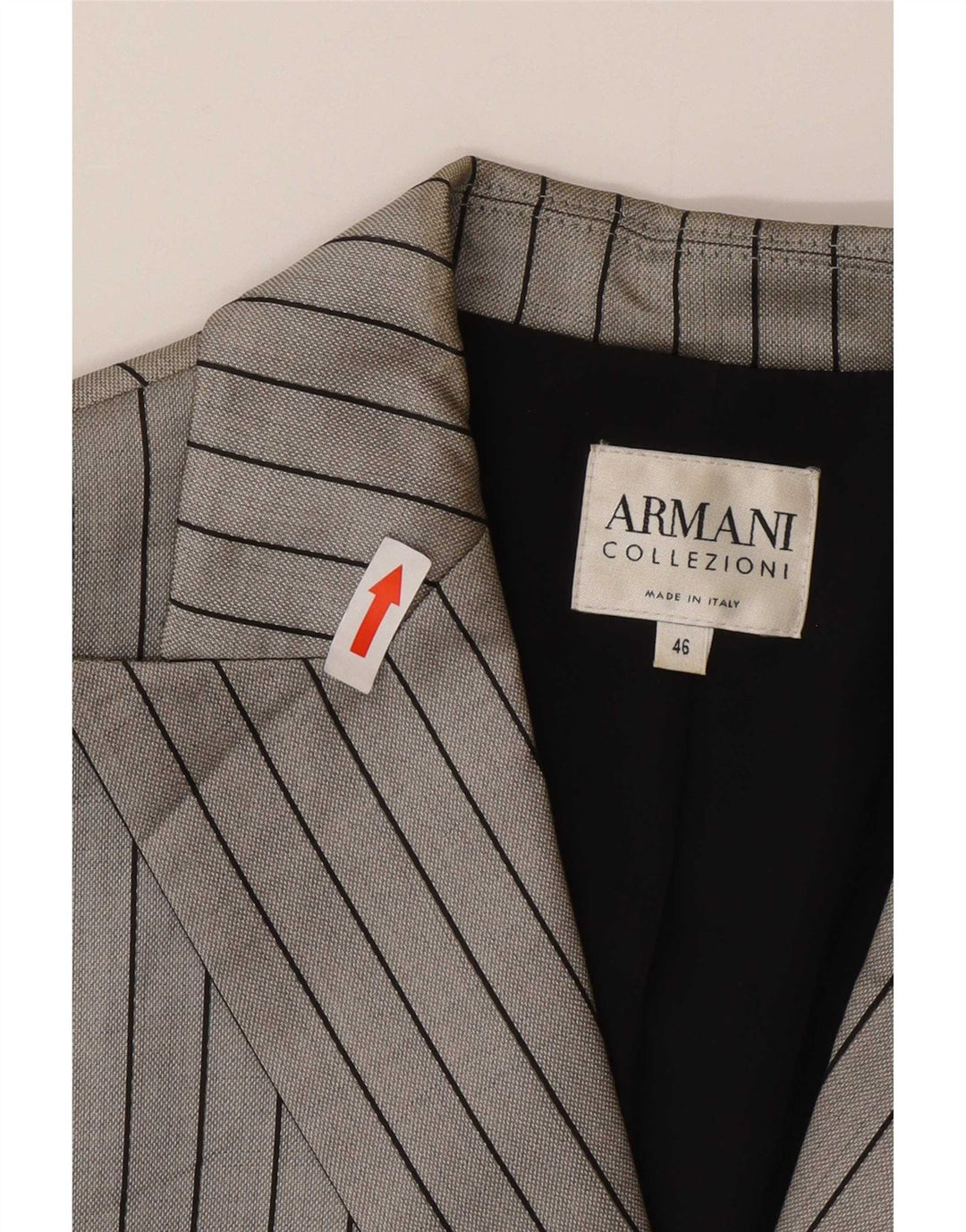 Jaqueta blazer feminina Armani Collezioni com 2 botões IT 46 risca de giz cinza grande