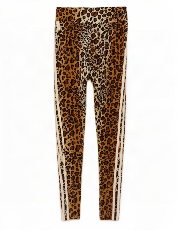Leggings Adidas Femininas UK 12 Médio Marrom Animal Print Algodão