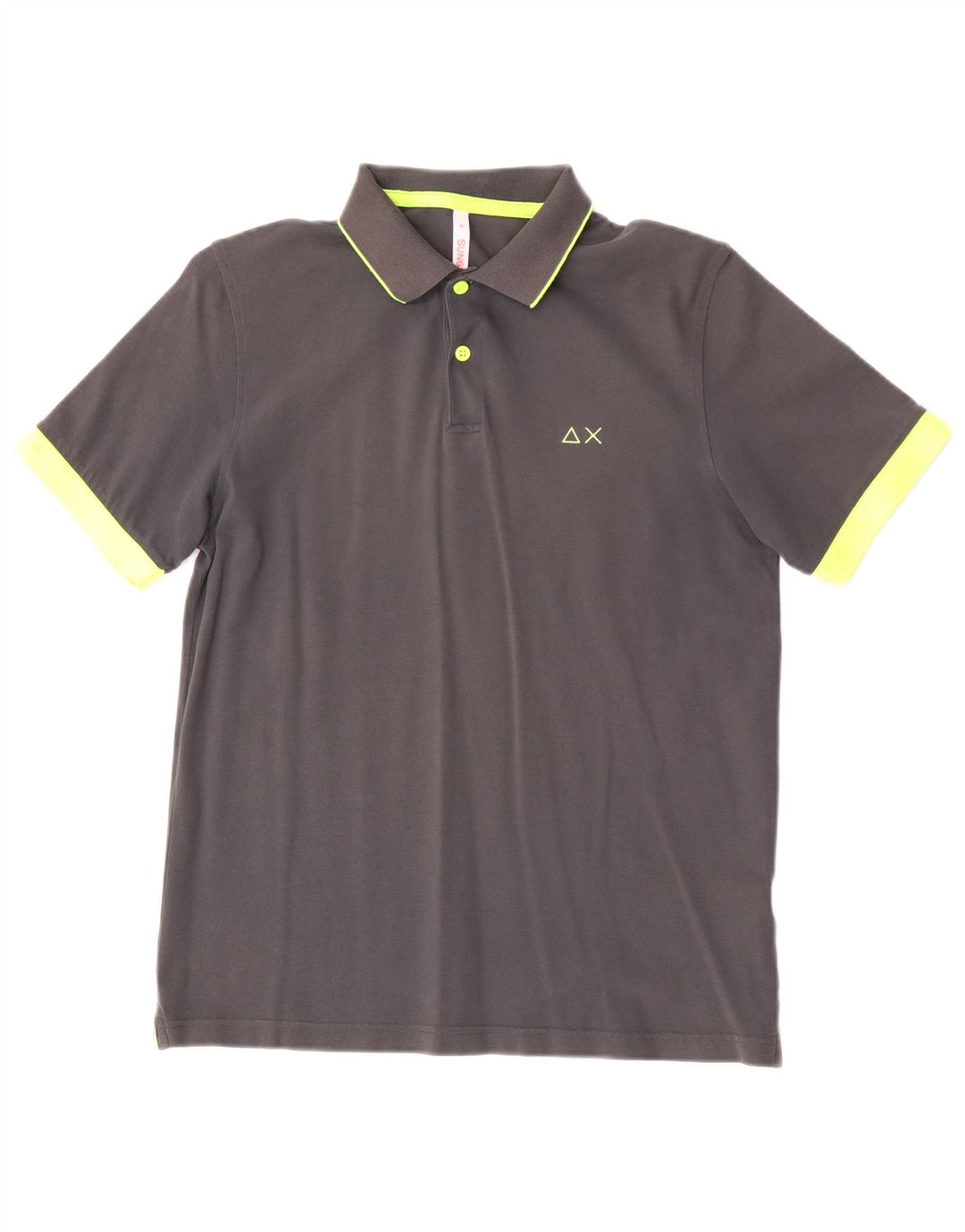Camisa polo masculina Sun68 de algodão cinza médio