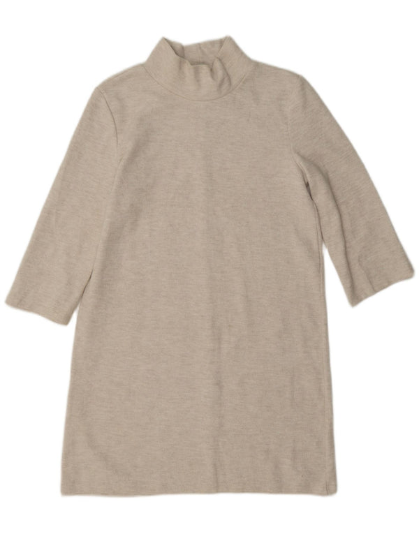 Zara Vestido feminino manga 3/4 Reino Unido 14 algodão cinza médio