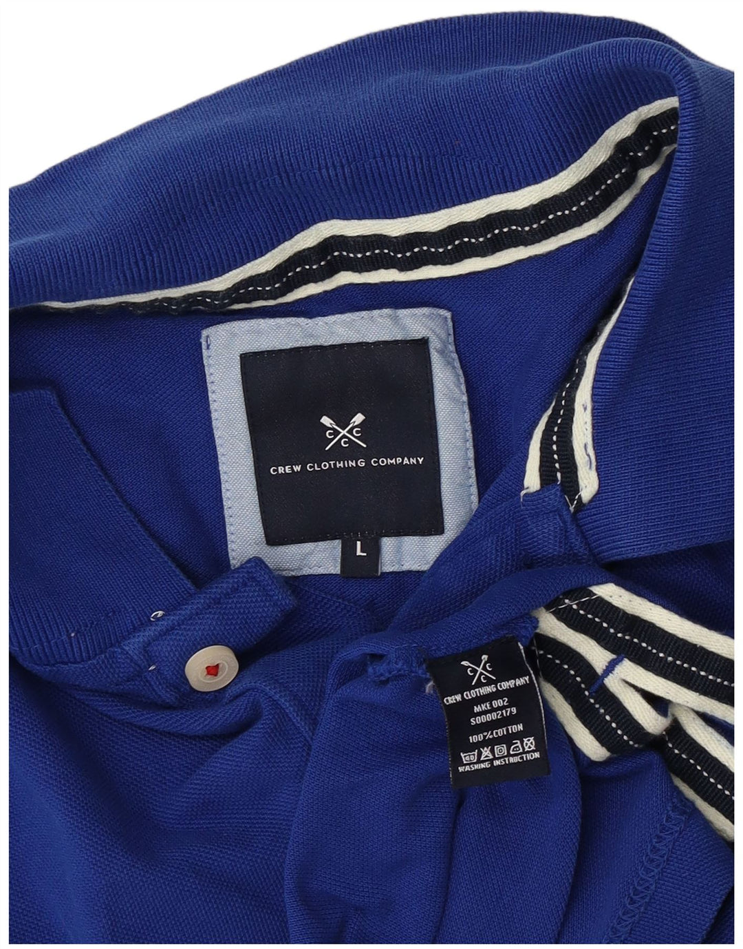Camisa polo masculina Crew Clothing grande algodão azul