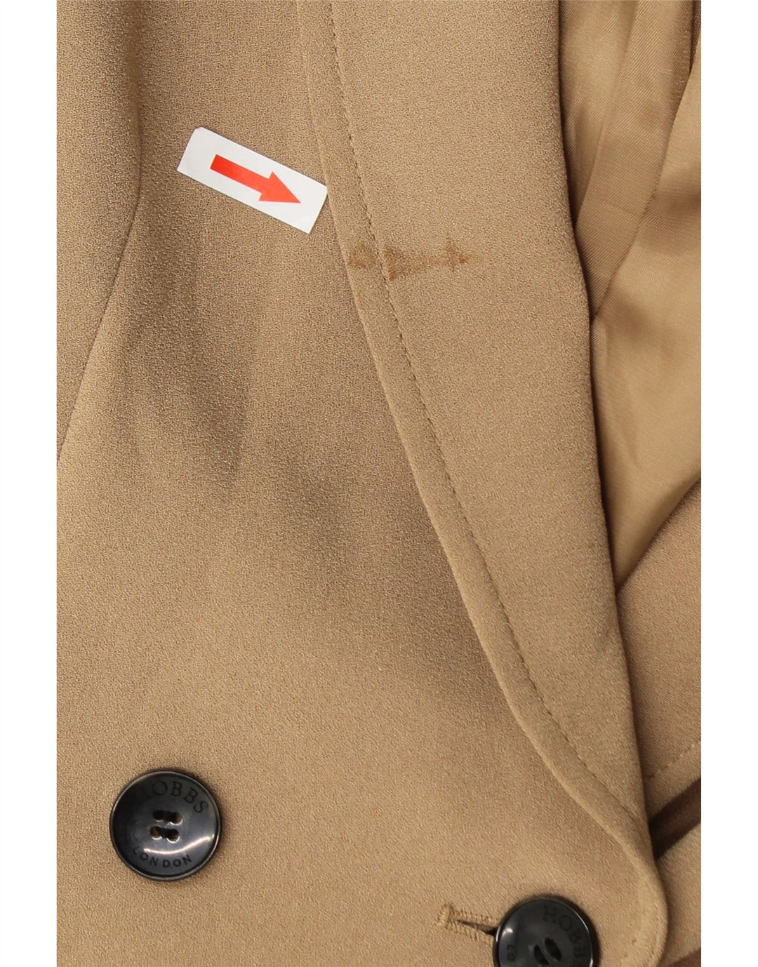 Jaqueta blazer feminina Hobbs com peito duplo Reino Unido 10 pequeno triacetato bege