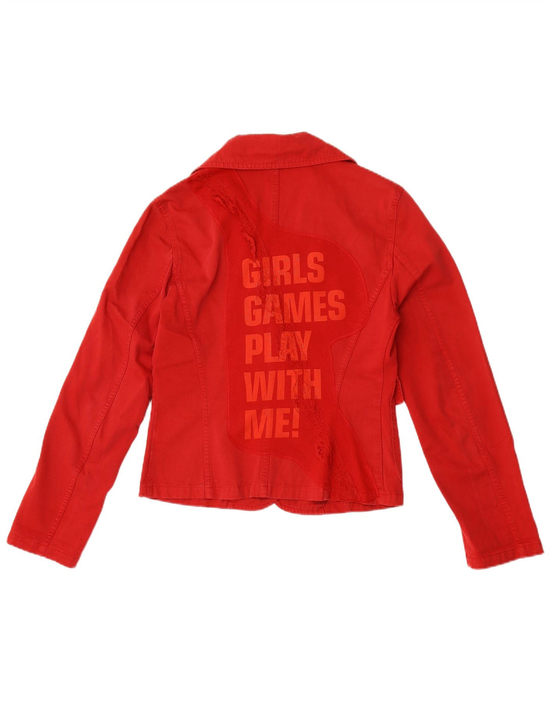 Jaqueta blazer feminina Benetton com 1 botão gráfico IT 42 algodão vermelho médio