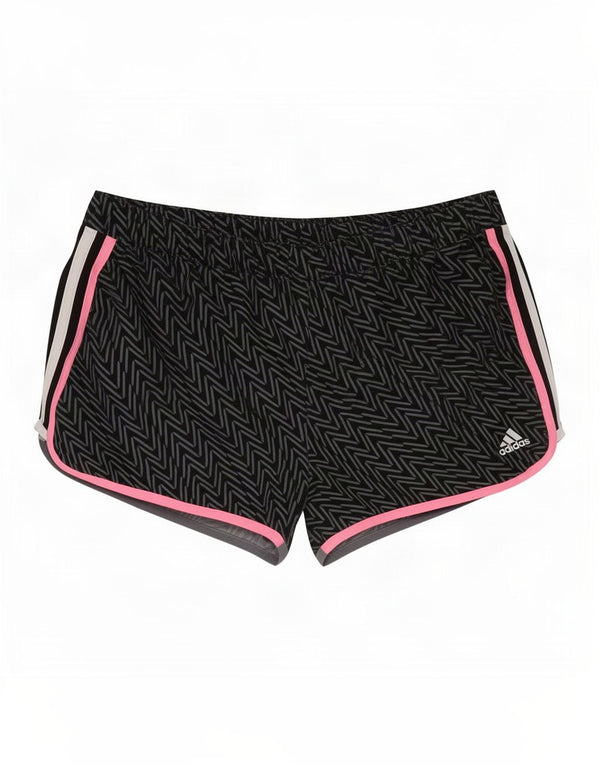 Adidas Womens Climalite Sport Shorts UK 14 Grande Preto Chevron Poliéster