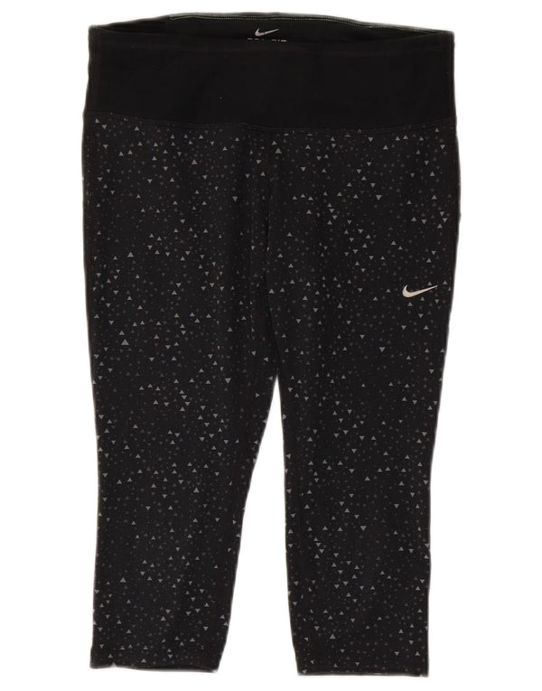 Leggings Nike Dri Fit Capri UK 10 Pequeno Poliéster Geométrico Preto