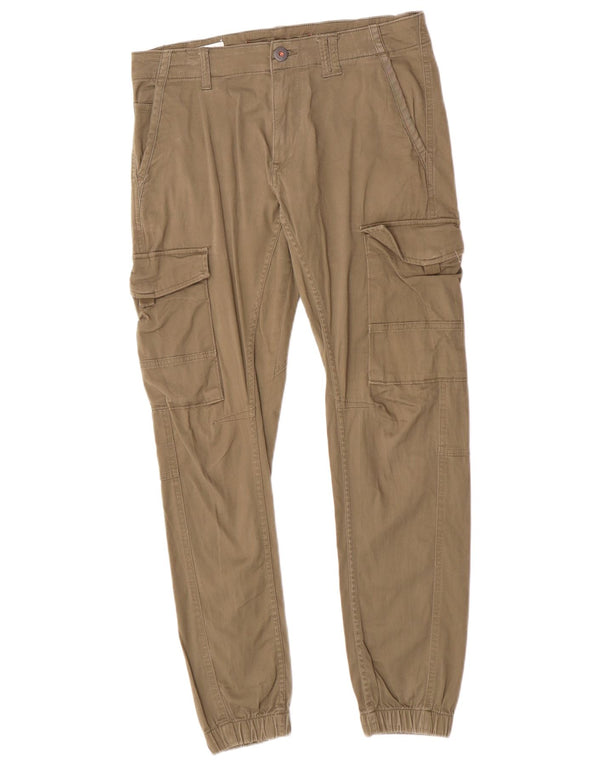 Calça cargo masculina Jack & Jones Joggers W32 L32 algodão bege