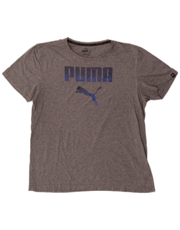 Camiseta masculina Puma Graphic Top XL cinza manchado de algodão