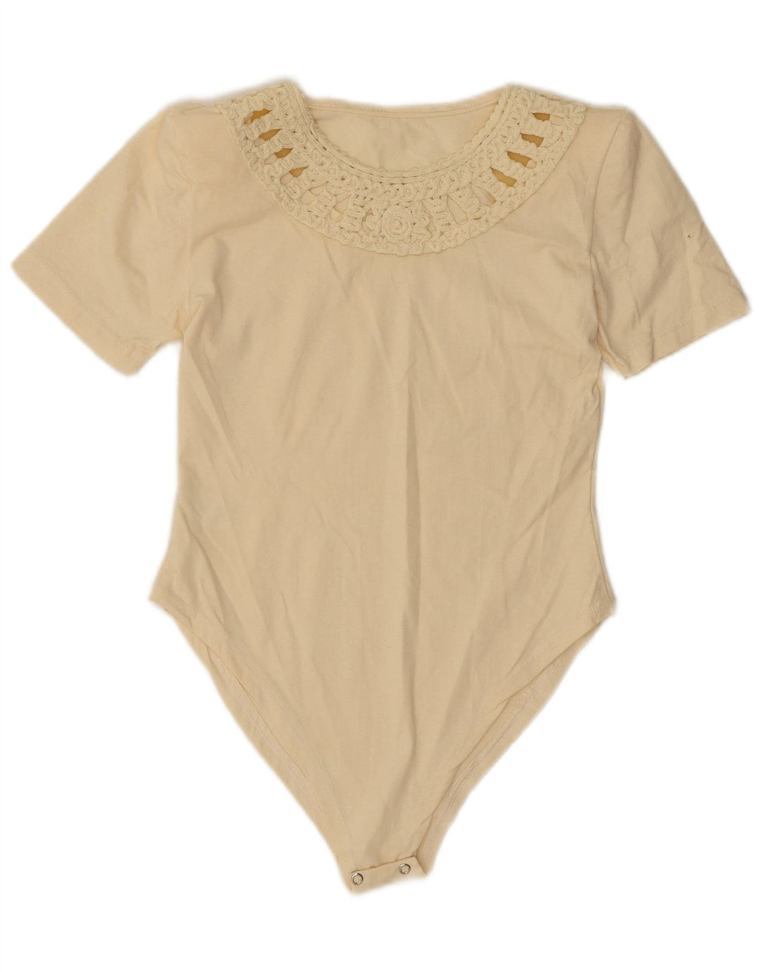 Body feminino vintage UK 10 pequeno algodão bege