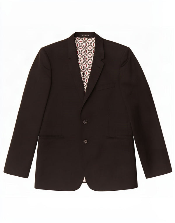 Jaqueta blazer masculina de 2 botões Ted Baker Reino Unido 42 XL lã preta