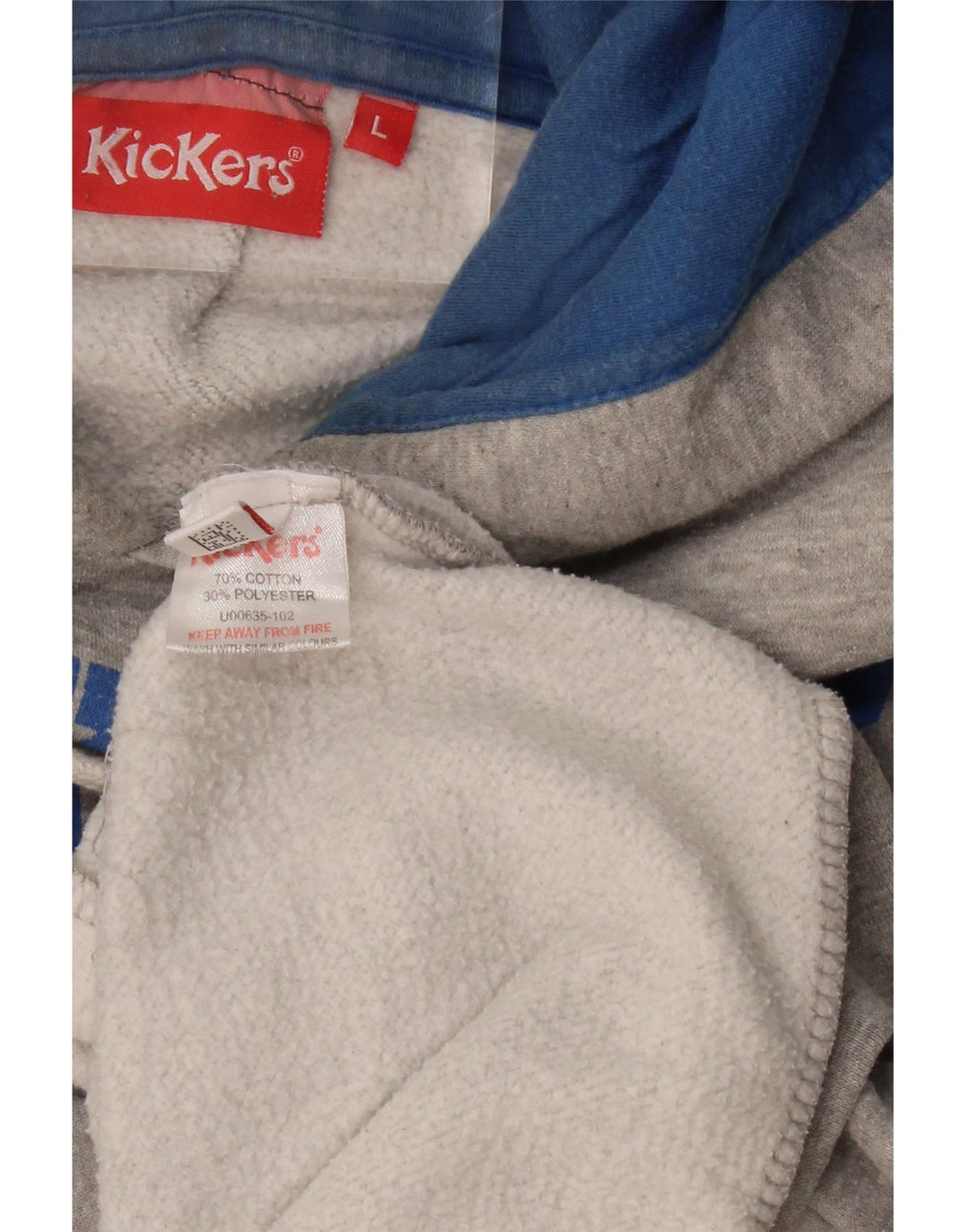 Suéter masculino com capuz gráfico KICKERS grande algodão cinza