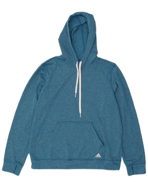 Adidas feminino moletom com capuz UK 20/22 XL azul manchado poliéster