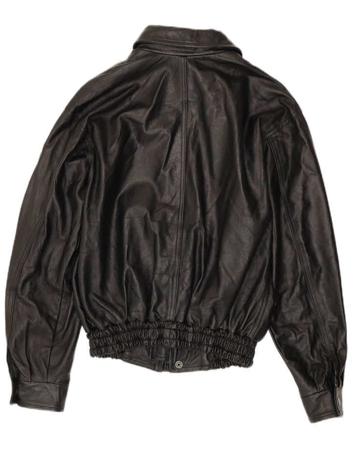 Jaqueta de couro masculina VINTAGE UK 36 pequena couro preto