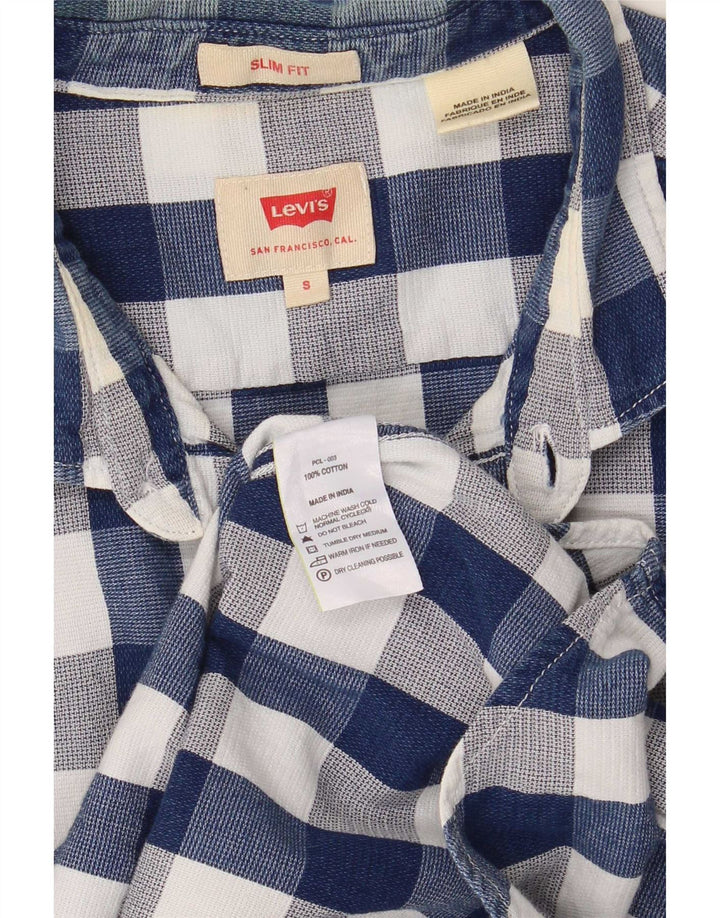 Camisa masculina Slim Fit Levi's pequena azul marinho algodão guingão